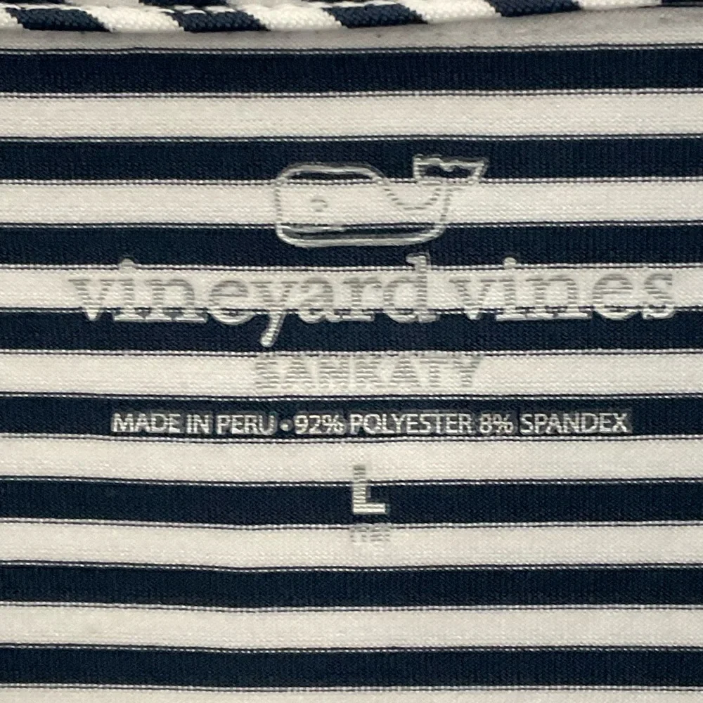 Vineyard Vines Boys Sankaty Blue White Striped Short Sleeve Polo Button Shirt L - Picture 4 of 12